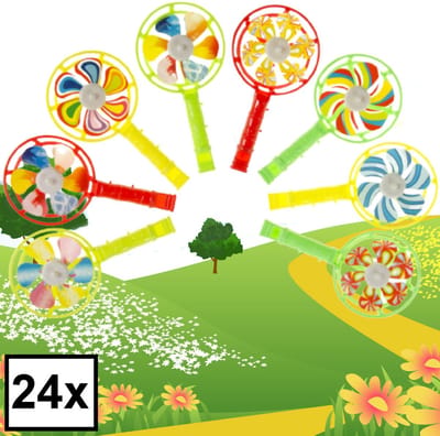 Decopatent 24 STUKS Windmolens - Traktatie Uitdeelcadeautjes voor kinderen - Klein Speelgoed Traktaties - Windmolentjes - Uitdeelcadeaus