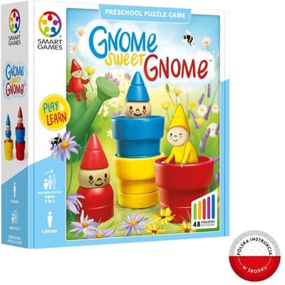 SmartGames Gnome Sweet Gnome - Houten Logisch Denkspel - 48 Educatieve Zoekuitdagingen - Solospel voor Peuters & Kleuters - Vanaf 3 Jaar