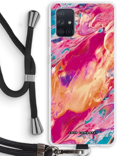 Case Company® - Hoesje met koord geschikt voor Samsung Galaxy A71 hoesje met Koord - Pastel Echoes - Telefoonhoesje met Zwart Koord - Bescherming aan alle Kanten en Over de Schermrand