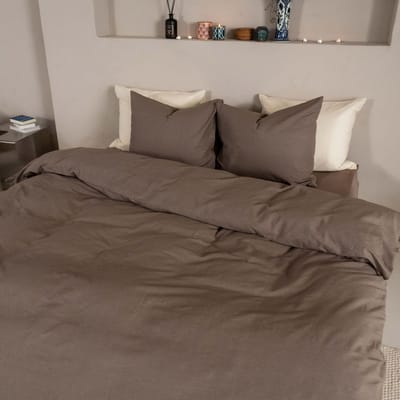 Kayori Kai Dekbedovertrek Katoen - 140x200-220 + 1 sloop - Eenpersoons - Biologisch Katoen - Taupe