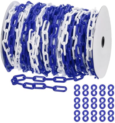 Blauwe/Witte Plastic Ketting 8mm voor Beveiliging, Mensen Controle, Parkeerplaatsen en Evenementen Decoratie