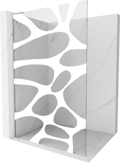 Mexen Kioto L douchewand Walk-in 70 x 200 , witte golf, chroom - 800-070-103-01-97