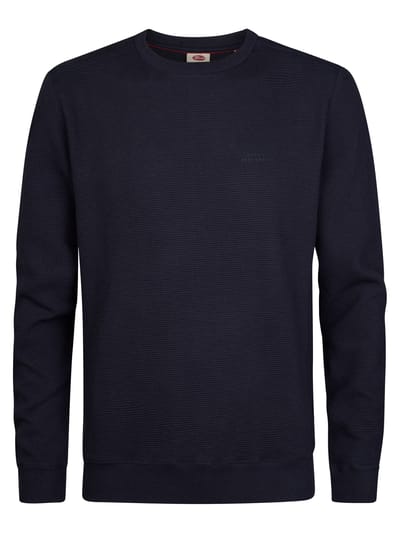 Petrol Industries - Heren Trui met wafelstructuur ironmont - Blauw - Maat XXL