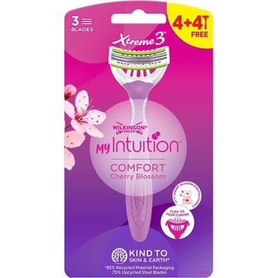 Wilkinson Sword Xtreme 3 Comfort wegwerpscheermesjes voor dames, My Intuition, (4+4) 8 stuks