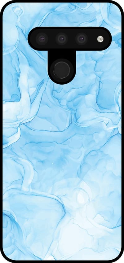 Smartphonica Telefoonhoesje Geschikt voor LG V50 met marmer opdruk - TPU backcover case marble design - Lichtblauw geschikt voor LG V50