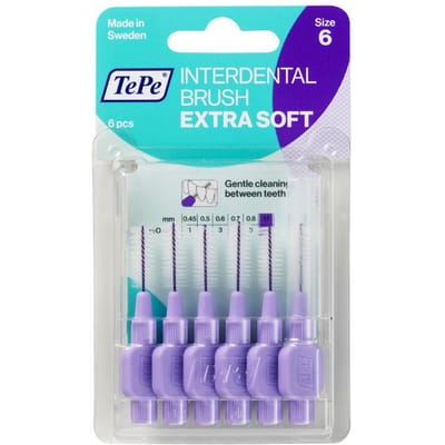 TePe Interdentale Ragers Extra Soft Lichtlila ISO maat 6 – 1,1 mm (6 stuks)