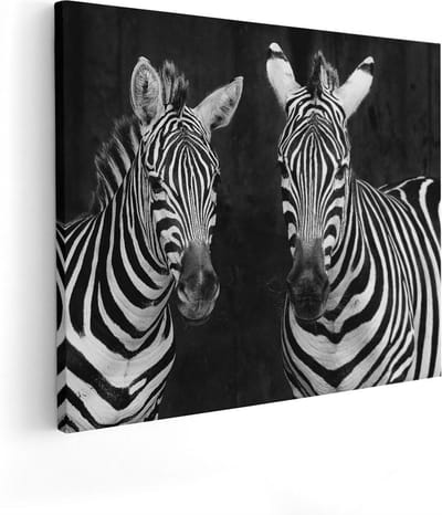 Artaza Canvas Schilderij Zebra - 100x80 cm - Groot - Wanddecoratie Dieren - Muurdecoratie Zwart Wit - Schilderijen Op Canvas