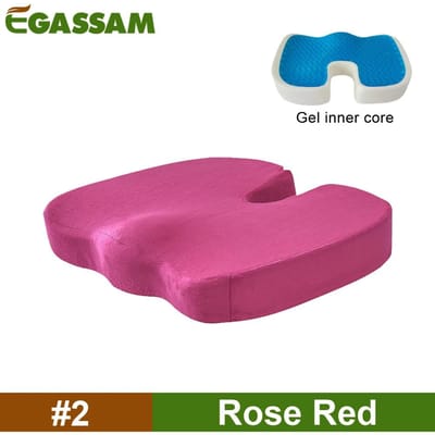 Coussin de siège orthopédique antidérapant en gel et mousse à mémoire de forme pour le coccyx, coussin de protection pour chaise de bureau et siège de voiture, 1 pièce pink