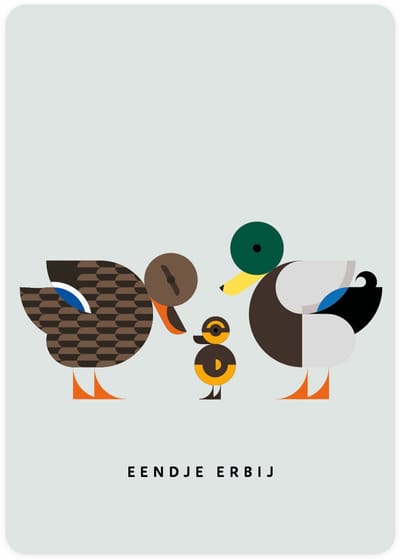 Eendje erbij - 4x leuke kaarten om te versturen - kaartenset - kaart met Wilde Eenden - Eendje erbij - vier kaarten met vogels