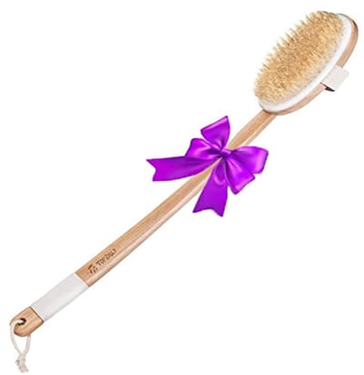 Body Back Scrubber Extra Lange Doucheborstel met Houten Handvat 51cm voor Exfoliatie en Massage
