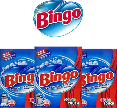 Bingo Manual Color Touch 1,2 KG - (3 x 400G) - Waspoeder - Voordeelverpakking - Gekleurd - Wasmiddel