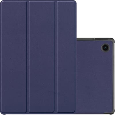 Hoes - Geschikt voor Samsung Galaxy Tab A8 - Dun & Stevig - Trifold Bookcase - Hard Cover - Hardcover Book Case - Tablet Hoesje - Donkerblauw