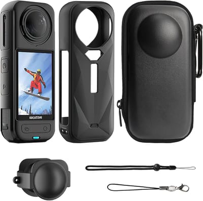 Siliconen Beschermhoes en Tas Set voor Actiecamera - Schokbestendig, Krasbestendig, PU Leren Hard Shell Accessoire voor Fotografie en Videografie