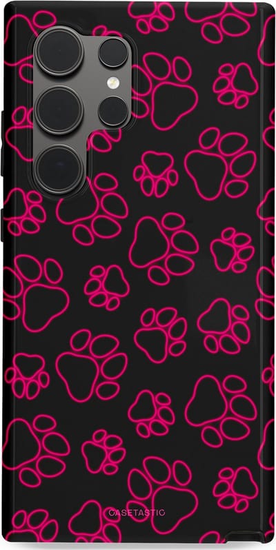 Casetastic Hoesje Geschikt voor Samsung S24 Ultra - Stijlvolle Beschermende Duo-layer Case - Neon pootjes
