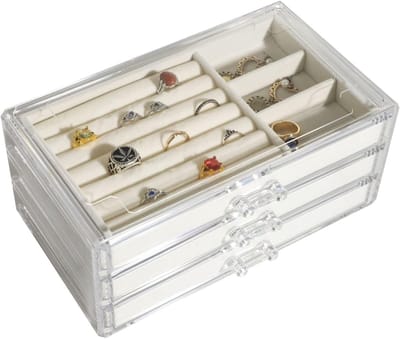 Sieradendoos Organizer - Juwelendoos Opberger - Sieraden Opbergen - Drie Lagen - Verwijderbare Divider - Goud