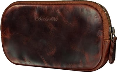 'Mike' Pennenzak Leder Vintage Etui - School Werk Accessoire - Pennenetui Organizer - Make-Up Tasje - Echt Leer