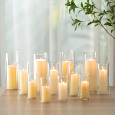 Set van 30 Glazen Cilindervazen en Windlichten voor Kaarsen en Decoratie - 15, 20 en 25 cm