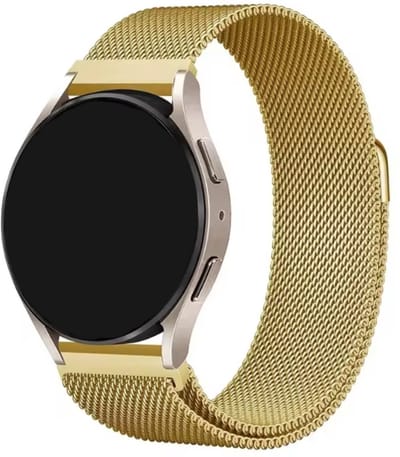 Innerlight® Milanese - Milanees Smartwatchbandje 20mm - Goud - Milanees Horlogebandje met Magneetsluiting geschikt voor Samsung Galaxy Watch 7 / 6 / 5 / Pro / 4 / 3 / Active 2 - Polar Ignite / Unite – Huawei