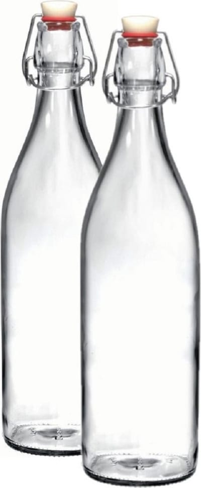 Bormioli Rocco beugelfles / waterfles - 2x - 1000 ml - transparant - weckfles - Karaffen