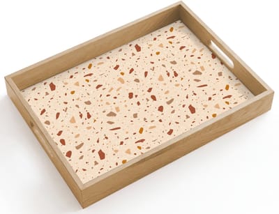 Dienblad hout 40x30 cm - Schootdienblad - Terrazzo - Patroon - Kleurrijk - Steen - Borrelplank rechthoek - Plateau dienbladen