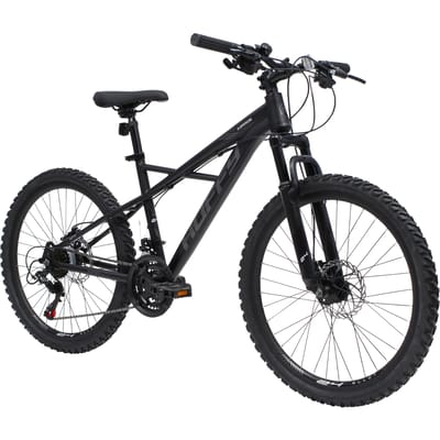 Huffy Korros 24 Inch Kinder Mountainbike Zwart Hardtail Voorvering + Shimano 21 versnellingen - Jonge kinderen 8-13