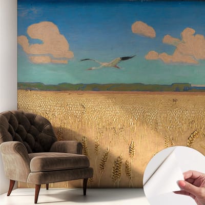 Coloray Zelfklevend Behang - Tarweveld Stickerbehang op rol - 250x250 cm - Wit Zelfklevend Behang - Voor de woonkamer, slaapkamer en kantoor - Herpositioneerbaar - Zelfklevend fotobehang