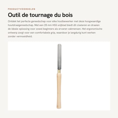 Dailygoods- Houtdraaigereedschap 25 mm HSS - Ergonomisch Ontwerp - Hoogwaardige Materialen - Comfortabel Handvat - Langdurig Gebruik - Glad Oppervlak - Houtdraaier