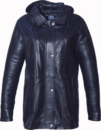Urban 5884® - Parka - Winterjas Dames - Lang model - Echt Lams Leer - Capuchon - Zwart - Maat 6XL