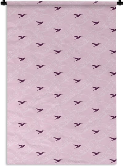Wandkleed - Wanddoek - Vogel - Patronen - Roze - 120x180 cm - Wandtapijt