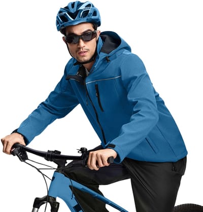 BUBW® Heren Outdoorjas - Softshell Jas 4 Seizoenen - Waterdicht - Windstopper Windjack - Waterafstotend - Fleece Gevoerd - Outdoor - Blauw - Maat L