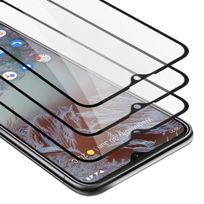 Cadorabo 3x Screenprotector geschikt voor Nokia G10 / G20 Volledig scherm pantserfolie Beschermfolie in TRANSPARANT met ZWART - Getemperd (Tempered) Display beschermend glas in 9H hardheid met 3D Touch
