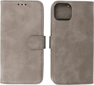 iPhone 15 Plus Hoesje Book Case Telefoonhoesje Grijs