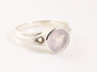 Zilveren ring met rozenkwarts - maat 16