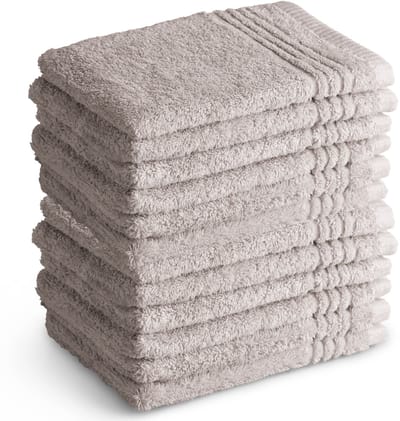 OUTLET BADTEXTIEL - set van 12 - washand 16x21 - lichtgrijs