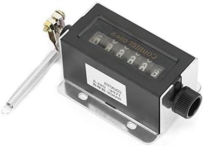 Mechanische teller - Trekker teller - Cumulatief tellen - 6-cijferig display - 9 x 5 x 3.5 cm - Zilver