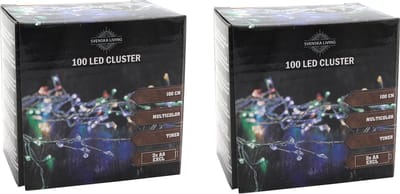 Set van 2x stuks draadverlichting lichtsnoer met 100 lampjes gekleurd op batterij 100 cm - Lichtdraden/lichtsnoeren - kerstverlichting