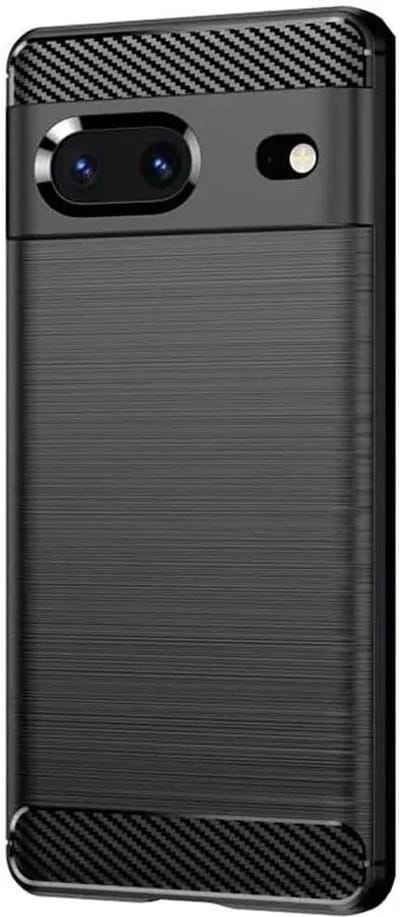 Geborsteld TPU Hoesje Geschikt voor Google Pixel 7 - Beschermhoes - Back Cover - Case Flexibel TPU - Stijlvol Carbon - Dun - Zwart