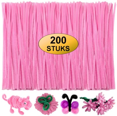 Fako Bijoux - 200 Roze Pijpenragers - Set van 200 Stuks Chenille Draden - Roze - 30 cm Lang - Knutselen - DIY - Hobby - Chenille Draad – Flexibele Pijpenragers - Kinderen en Volwassenen - 200 Stuks