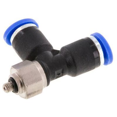 4mm x M 3 rechte hoek T-stuk Staal/PA66 Insteekfitting Buitendraad Draaibaar NBR [2 Stuks]