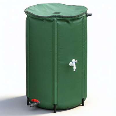 Regenwaterton Opvouwbaar en Ruimtebesparend Design – Regenton voor Duurzame Tuinbewatering – Stevig PVC Waterreservoir 250 Liter met Kraan