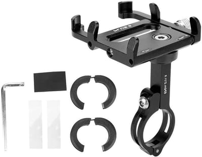 Fiets en motor telefoonhouder van aluminiumlegering met 360 graden rotatie voor smartphones