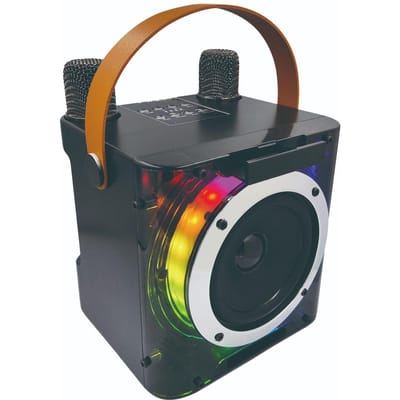 Karaokemachine met 2 draadloze microfoons BT-microfoon en luidspreker KTV-set met RGB-licht zwart