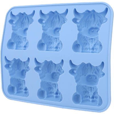 Moule à glaçons Vache des Highlands Mini 6 Cavités Silicone Réutilisable Plateau à Glaçons 3D pour Whiskey Cocktail Bière gray