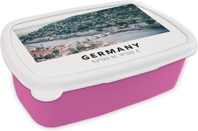 Broodtrommel Roze - Lunchbox - Brooddoos - Duitsland - Heidelberg - Water - 18x12x6 cm - Kinderen - Meisje