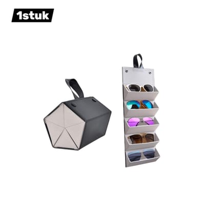 1stuk - brillenhoesje - 5-Vak Brillenetui - collectie brillenetui - Gezinsvakanties en Brillenverzamelaars - reis accessoire - drukbestendig etui - Zwarte