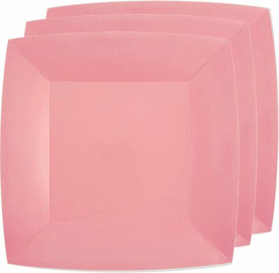 Santex Bordjes karton - 10x - vierkant - roze - 23 x 23 cm - feestbordjes