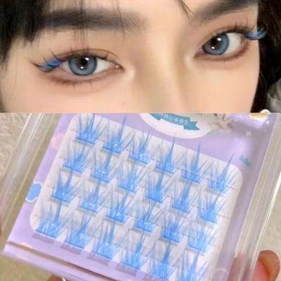 Rose/blanc/bleu/violet couleur grappes de cils cils colorés faux cils naturel longs cils Extension maquillage des yeux bleu