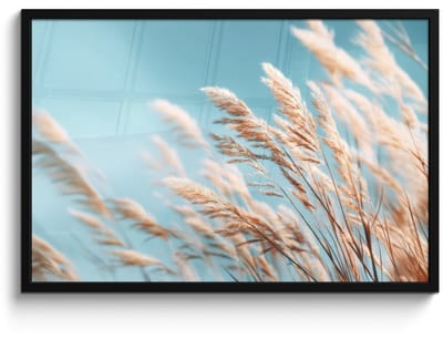 Poster in lijst - Fotolijst 90x60 cm - Posters - Siergras - Wind - Lichtbruin - Posterlijst zwart - Decoratie - Wanddecoratie woonkamer - Muurdecoratie slaapkamer