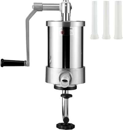 Worstvulmachine, Capaciteit 2,5 Lb/1,5 Liter, Verticaal van Roestvrij Staal 304. met 3 Buizen, Zuignap, Handzwengel, voor Privé- en Commercieel Gebruik