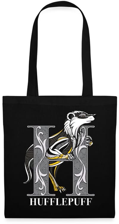 Harry Potter Hufflepuff Coat of Arms Monochrome Tas Van Stof Schoudertas